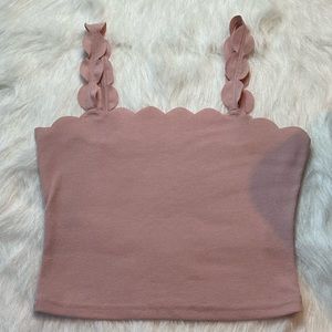 Baby pink crop tank top, summer vibes, hugs figure